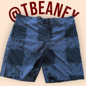 Outerknown Navy and Black Patterned Board Shorts - unlined